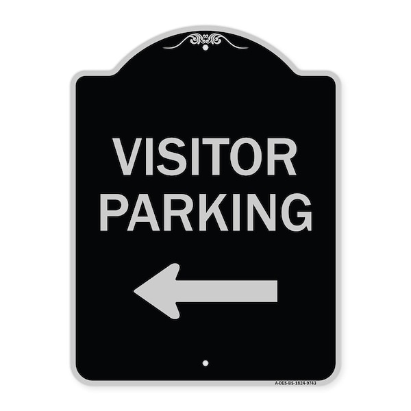 Signmission Designer Series-Visitor Parking Left, Black & Silver Heavy-Gauge Aluminum, 24" x 18", BS-1824-9743 A-DES-BS-1824-9743 - main